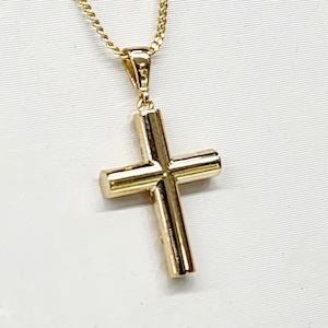 9ct Yellow Gold Cylinder Cross Pendant 14.70mm x 27.30mm