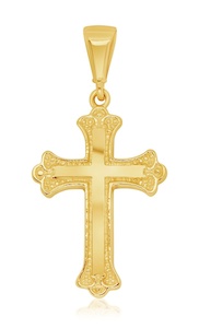 9ct Yellow Gold Detailed Polished Orthodox Cross Pendant 13mm x 20mm