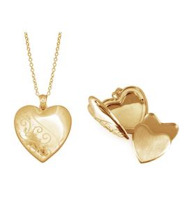 9ct Gold 24mm Engraved Cremation Keepsake Heart Locket