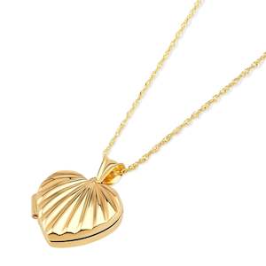 9ct Yellow Gold Ribbed Heart Locket