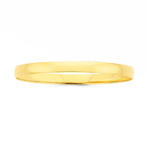 9ct Yellow Gold 6mm x 65mm Soild Half Round Bangle