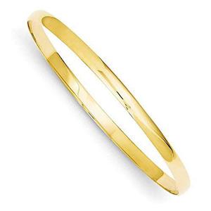 9ct Yellow Gold Classic Half Round 4mm Wide x 70mm Bangle