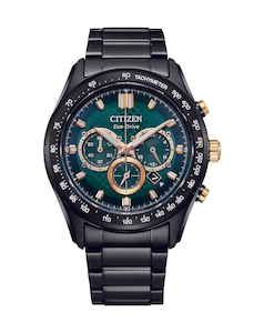 Citizen Eco-Drive Gents Chronograph 100m WR Emerald Green Dial Watch - CA4536-86X