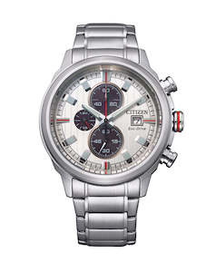 Citizen Eco-Drive Gents Chronograph 100m WR Silver Dial Stainless Steel Case &am…