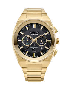 Citizen Eco-Drive Gold Tone Black Dial Gents Watch - CA4582-54E