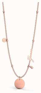 Guess Peony Art Rose Gold Plated Disc Charm Necklace UBN29103