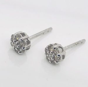 0.26ct Prong-Set Cluster Round Natural Diamond Stud Earrings in 9ct White Gold