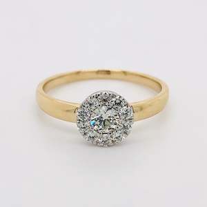 0.50ct Cluster Diamond Engagement Illusion Ring In 9ct Yellow Gold