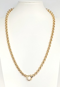 55cm 9ct Yellow Gold Classic Hallow Belcher Chain with Bolt Ring