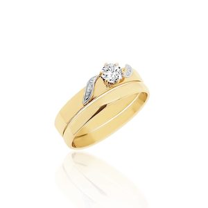 9ct Gold Ladies 2 Piece Wedding Set Ring 010