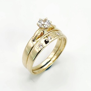 9ct Yellow Gold Cubic Zirconia 2 Piece Ring Wedding Set