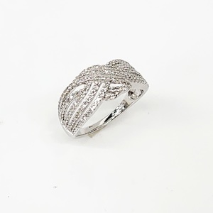 9ct White Gold 0.48ct Diamond Crossover Multi-Row Ring