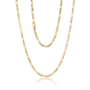 9ct Yellow Gold 3+1 Figaro, 6 Sided 2.40mm Wide Chain, 50cm Long