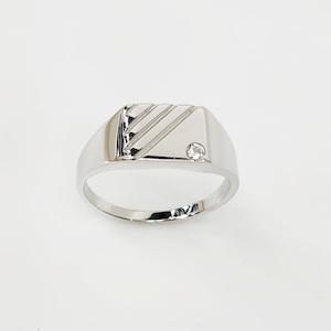 Sterling Silver Gents Cubic Zirconia Signet Ring