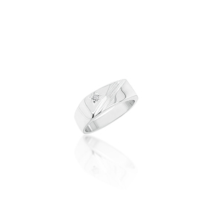 Sterling Silver Men's Cubic Zirconia Ring - D8514