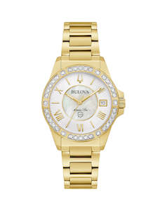 Bulova Marine Star Ladies Diamond Set Gold Bracelet - 98r294