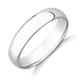 4mm Half Round Sterling Silver Plain Wedding Band