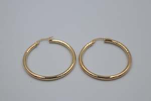 9ct Gold Plain Round 30mm Hoops 2.5mm tubes