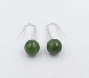 Stg Silver Set New Zealand Greenstone Drop Earrings SYE1253