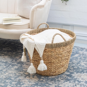 Round Water Hyacinth Basket Large