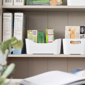 Curved White Bin Small