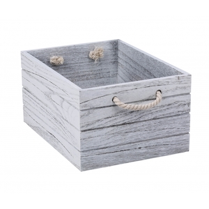 White Wash Wooden Crate Large