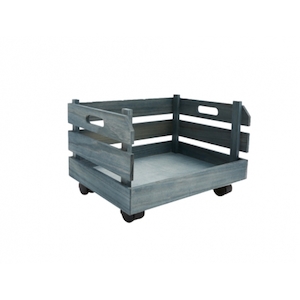 Wooden Crate with wheels Blue