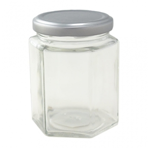 Plastic container, household: Glass Jar 180ml Hexagonal