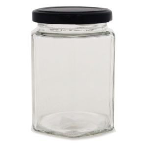 Glass Jar 280ml Hexagonal