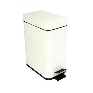 White Rectangular Pedal Bin 5L