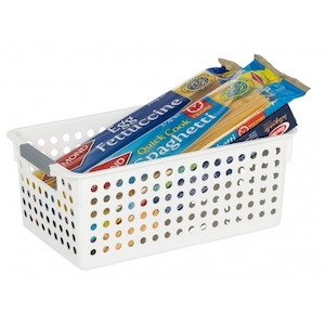 Plastic container, household: Pantry Basket Narrow Low White