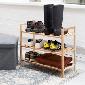 Shoe Rack 3 Tier Walnut