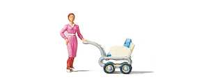 Preiser 28037 Woman with Baby Carriage HO Gauge Figures