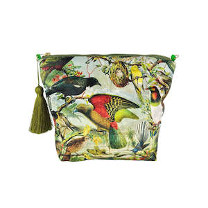 NZ Native Birds Velvet Cosmetic Bag