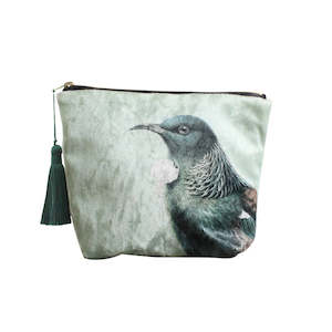 Hushed Green Tui Velvet Cosmetic Bag