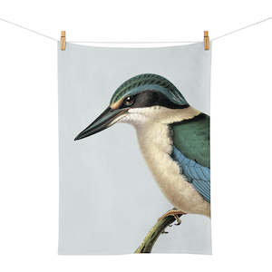 Hushed Blue Kingfisher Tea Towel