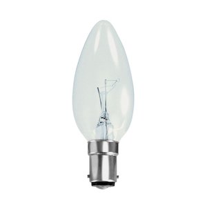 40W Clear Candle Lightbulb - B15 SBC Small Bayonet Cap Incandescent