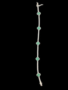 Jewellery: Clover Bracelet 3mm White Moissanite & Lab Emerald 18cm