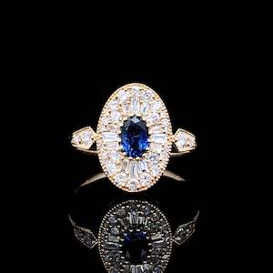 0.73ct  Natural Sapphire Diamond Ring