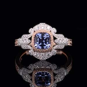 Vintage Sapphire & Moissanite Ring.