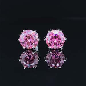 1ct Each Ear Pink Moissanite