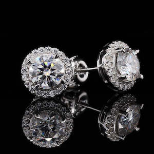 1.00ct Each Ear Moissanite Halo Earrings