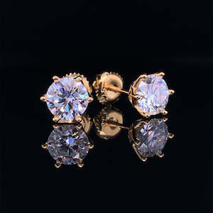 18k Gold Plated 1ct Each Ear  Moissanite Tulip Solitaire Earrings