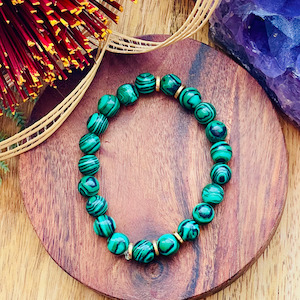 Malachite crystal stretch bracelet Strength Within