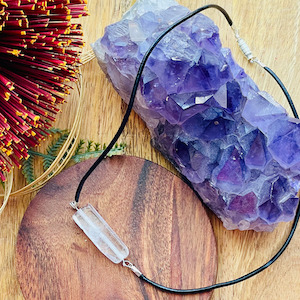 Clear Quartz Crystal Necklace Strength Within