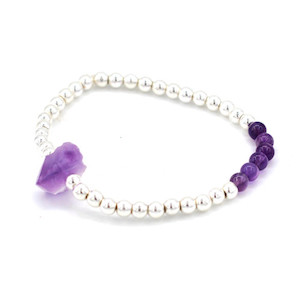 Hematite & Amethyst - white gold plated Strength Within