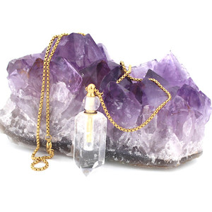 Clear Quartz Perfume Pendant Necklace Strength Within