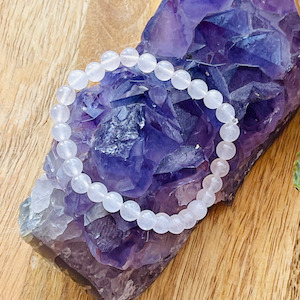 Internet only: Rose Quartz Stretch Bracelet Strength Within