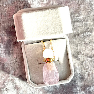 Rose Quartz Perfume Pendant Necklace Strength Within