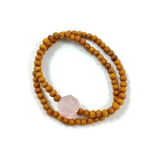 Rose Quartz and Sandlwood Double Stretch Bracelet Strength Within